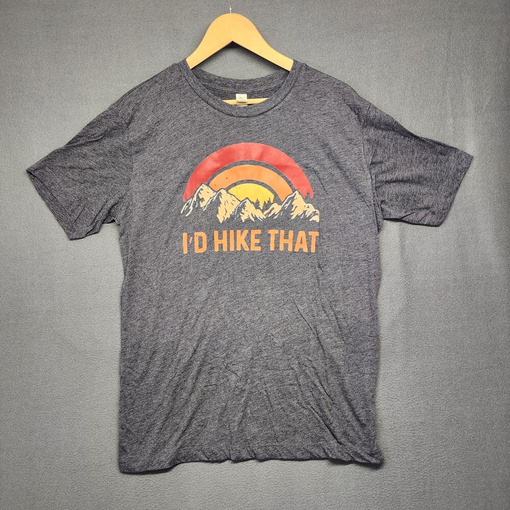 I'd Hike That Rustic United T Shirt Mens Large Grey Short Sleeve Gorpcore Hiking